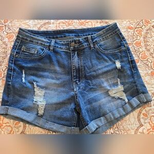 Denim Distressed Women Shorts Size XL
